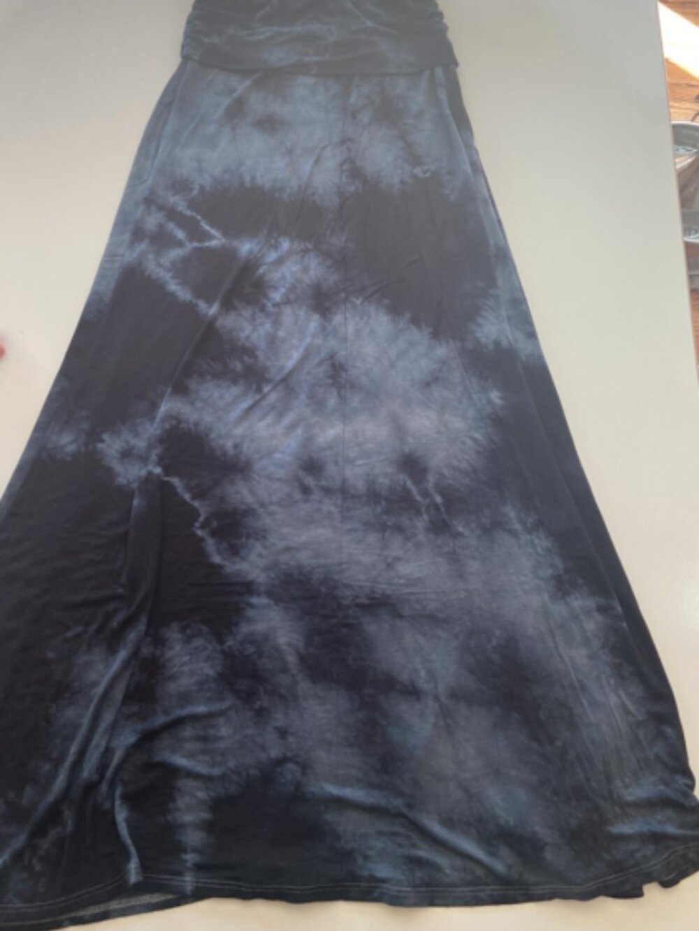 Foldover hippie maxi skirt gray/black marbled tie-dye, sz S, like new
